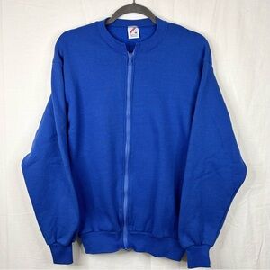 Vintage Jerzees Full Zip Jacket Size Medium USA Made Blank Sweatshirt 80s 90s